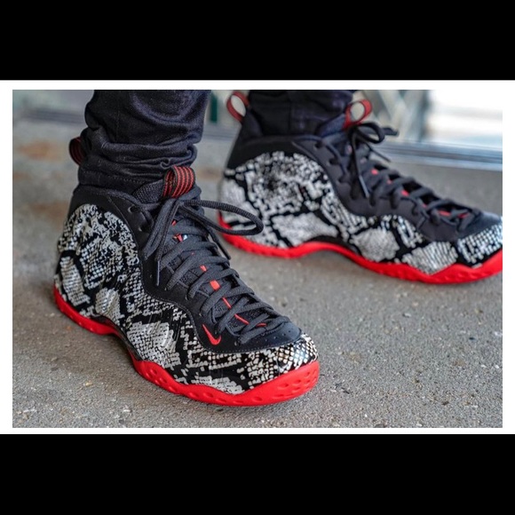 Albino Foamposits snake skin black and white. Red bottoms size 13 - Picture 1 of 9